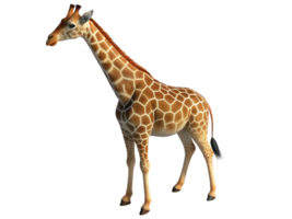 Majestic giraffe displaying elegance natural habitat 3d render bright environment side view animal representation png