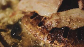A close up of a piece of meat on a grill video