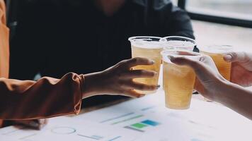 People toasting with beer glasses video