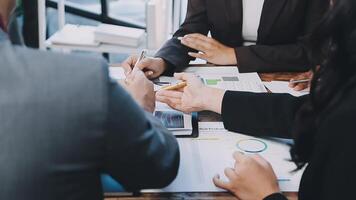 Business people at a meeting discussing business video