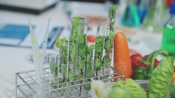 A table with a bunch of vegetables and a glass jar video