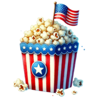 Popcorn with american flag and stars png