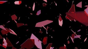 Loop Animation of Transparent Red Shattered Crystals Falling on a Transparent Background video