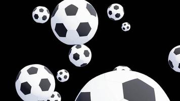 Loop Animation of Soccer Balls Falling on a Transparent Background video