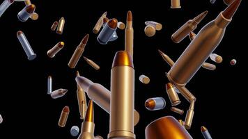 Loop Animation of Bullets from Different Weapons Falling on a Transparent Background video