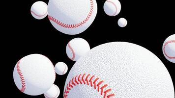 Loop Animation of Baseballs Falling on a Transparent Background video