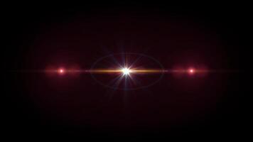 lens flare digital lighting glow effect bright with rays spotlight or sunlight mix bokeh on black background. video