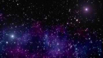 Night Starry Sky colorful milky way cosmos galaxy with beautiful aurora glowing particles sparkling on black background. video
