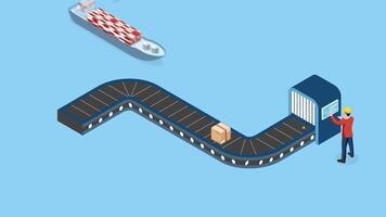 3D isometric animation showcasing smart logistics and automated warehouse operations, featuring AGVs and AMRs for robotic material handling and transportation. video