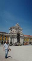 The Arc de Triomphe at the Plaza de Commerce in Portugal, Lisbon. One of the largest squares in Europe video