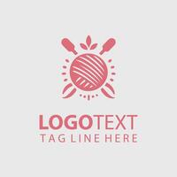 design pink logo for knitting vector