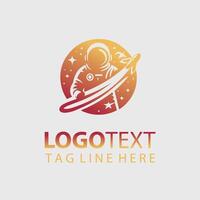 Astronaut space logo design vector