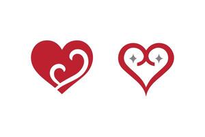 Two red hearts with a star in the middle vector