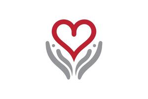 Heart symbol with hands holding a heart vector