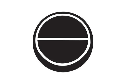 A black and white icon of a round object vector