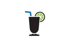 A black drink with a lime slice and straw vector