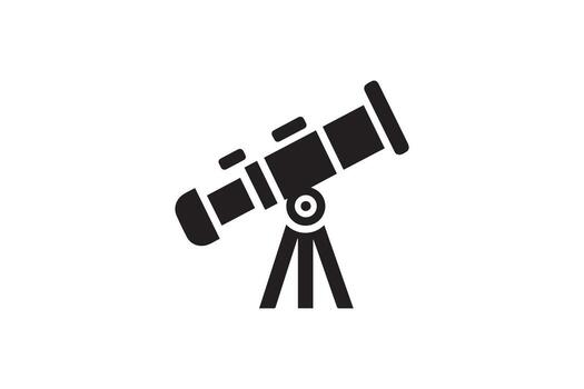 A black and white image of a telescope on a tripod vector