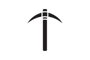 A black and white icon of a pickaxe vector