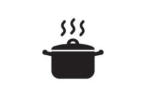 A black and white illustration of a pot with steam coming out of it vector