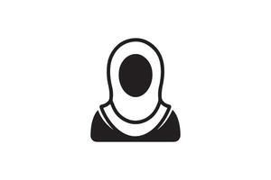 A black and white icon of a woman wearing a headscarf vector