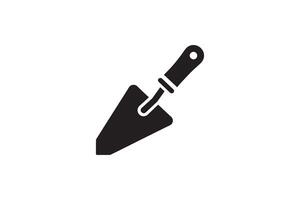 A black and white icon of a shovel vector