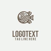 Aqua Vibe linear fish logo vector