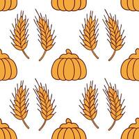 Rustic autumn harvest seamless pattern with haystacks wheat stalks and pumpkins for a farmhouse aesthetic concept as Farmhouse inspired autumn harvest pattern with haystacks wheat Dynamics Set 3 vector