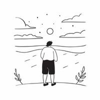 Candid Plus Size Model Enjoying a Sunset concept as A candid photo of a plus size model standing on a beach gazing at a beautiful sunset The scene conveys a sense of peace and ref pure vector