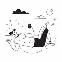 Candid Plus Size Model Relaxing on a Beach concept as A candid photo of a plus size model lounging on a beach enjoying the sun and sand The scene captures the models confidence an pure vector