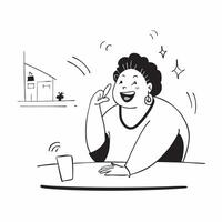 Candid Plus Size Model Laughing in a Cafe concept as A candid shot of a plus size model enjoying a genuine laugh while sitting in a cozy Cafe The scene captures the natural joy an pure vector