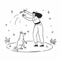 Candid Plus Size Model Playing with a Pet concept as A candid shot of a plus size model playing joyfully with a dog or cat in a sunny backyard The scene captures the warmth and af pure vector