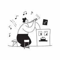 Candid Plus Size Model Playing a Musical Instrument concept as A candid image of a plus size model playing a musical instrument such as a guitar or piano in a cozy living room The pure vector
