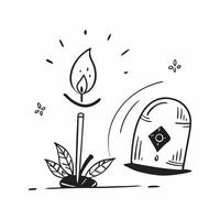 Cempas chil and Candle concept as A illustration of a cempas chil flower and a lit candle isolated on a white background This design highlights the important symbols pure vector