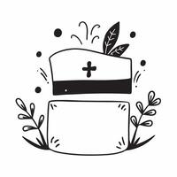 Cempas chil Flower and Cross Border with Copy Space concept as A border frame featuring a cempas chil flower on the top left and a cross on the bottom right with ample copy space f pure vector