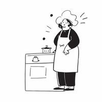 Flat Candid Plus Size Model Cooking in the Kitchen concept as A candid image of a plus size model cooking a meal in a homey kitchen The scene highlights the warmth and creativity pure vector