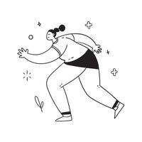 Flat Candid Plus Size Model Exercising Outdoors concept as A candid image of a plus size model exercising outdoors perhaps jogging or stretching in a park The scene emphasizes the pure vector