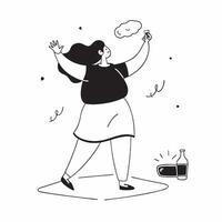 Flat Candid Plus Size Model Enjoying a Picnic concept as A candid image of a plus size model relaxing during a picnic in the park The scene captures the models contentment and the pure vector