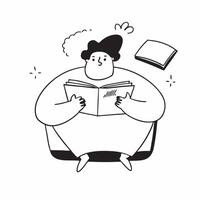 Flat Candid Plus Size Model Reading a Book concept as A candid shot of a plus size model deeply engaged in a book while sitting on a comfortable couch The scene captures the quiet pure vector