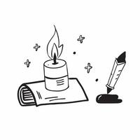 Flat Cempas chil and Candle concept as A illustration of a cempas chil flower and a lit candle isolated on a white background This design highlights the important sy pure vector