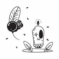 Flat Cempas chil Flower and Sugar Skull Isolated concept as A illustration of a cempas chil flower paired with a sugar skull both isolated on a white background The pure vector
