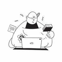 Flat Candid Plus Size Model Working on a Laptop concept as A candid image of a plus size model focused on work while using a laptop at home or in a Cafe The scene highlights produ pure vector