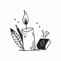 Flat Cempas chil Flower and Candle Isolated concept as A illustration of a cempas chil flower and a lit candle both isolated on a white background The clean design e pure vector