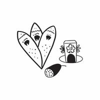 Flat Cempas chil Flower and Sugar Skull Isolated concept as A illustration of a cempas chil flower paired with a sugar skull both isolated on a white background The pure Set 2 vector