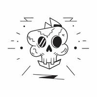 Flat Glowing Calavera Skull in Abstract Digital Light concept as A vibrant digital artwork featuring a glowing calavera skull surrounded by swirling neon lights and abstract patter pure vector