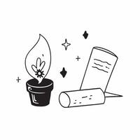 Flat Holographic Cempas chil Flower and Glossy Candle concept as Mid shot of a holographic cempas chil marigold flower placed beside a glossy candle isolated on a white background pure vector