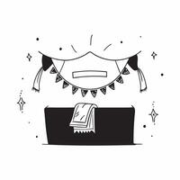 Glossy Cempas chil Garland with Reflective Altar concept as Wide shot of a glossy cempas chil garland draped over a reflective altar set against a dark glossy background The scene pure vector