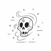Glowing Sugar Skull with Digital Light Trails concept as A digital artwork showcasing a glowing sugar skull surrounded by flowing light trails set against an abstract background T pure vector