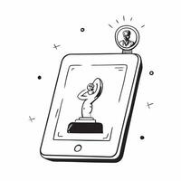 Tablet with holographic Atat rk statue and 29 Ekim text isolated on white background concept as Camera movement Zoom into the tablet screen displaying a holographic Atat rk statue pure vector