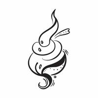 Abstract chocolate curls forming a hot cocoa swirl with Warm Cozy text concept as A rich design where abstract chocolate curls form a swirling pattern complemented by the Cleans vector