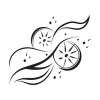 Abstract citrus slices forming a refreshing wave with Zesty Fresh text concept as A vibrant illustration with abstract citrus slices arranged in a wave pattern accompanied Cleans vector